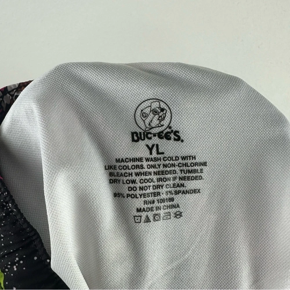 Buc-ee’s Boy’s Black Neon Outer Space Drawstring Swim Trucks Size Youth Large